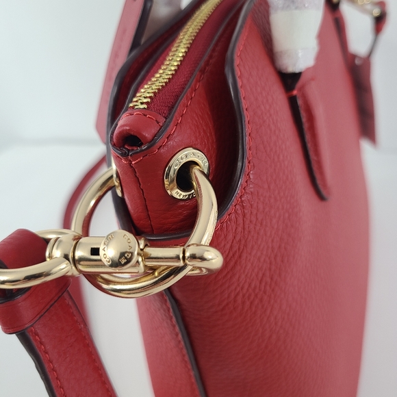 Coach Pebbled Leather Remi Satchel Crossbody NWT Electric Red Goldtone Handbag - Picture 3 of 14